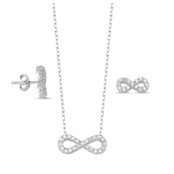 Set argint 925 rodiat cu simbolul infinit si zirconii albe - Infinite You STU0008 [1]